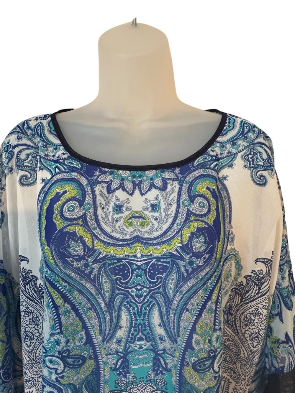 BEAUTIFUL FLOWY  Navy & Teal Paisley  Top   XLARge   #C - Picture 2 of 7